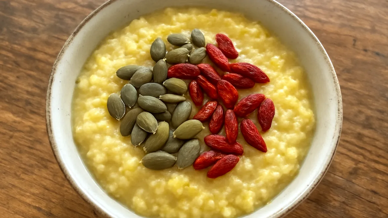 Porridge di miglio con semi di zucca e bacche di goji"