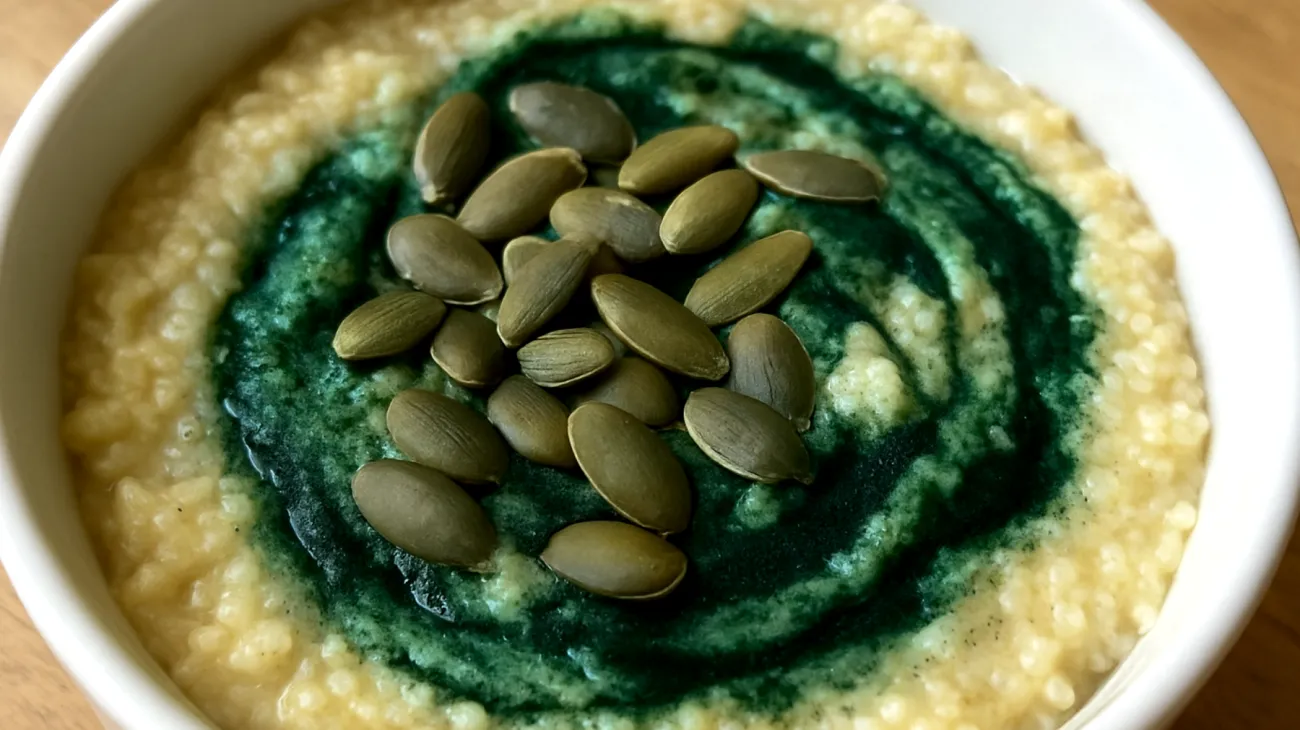 Porridge di miglio con semi di zucca e spirulina"