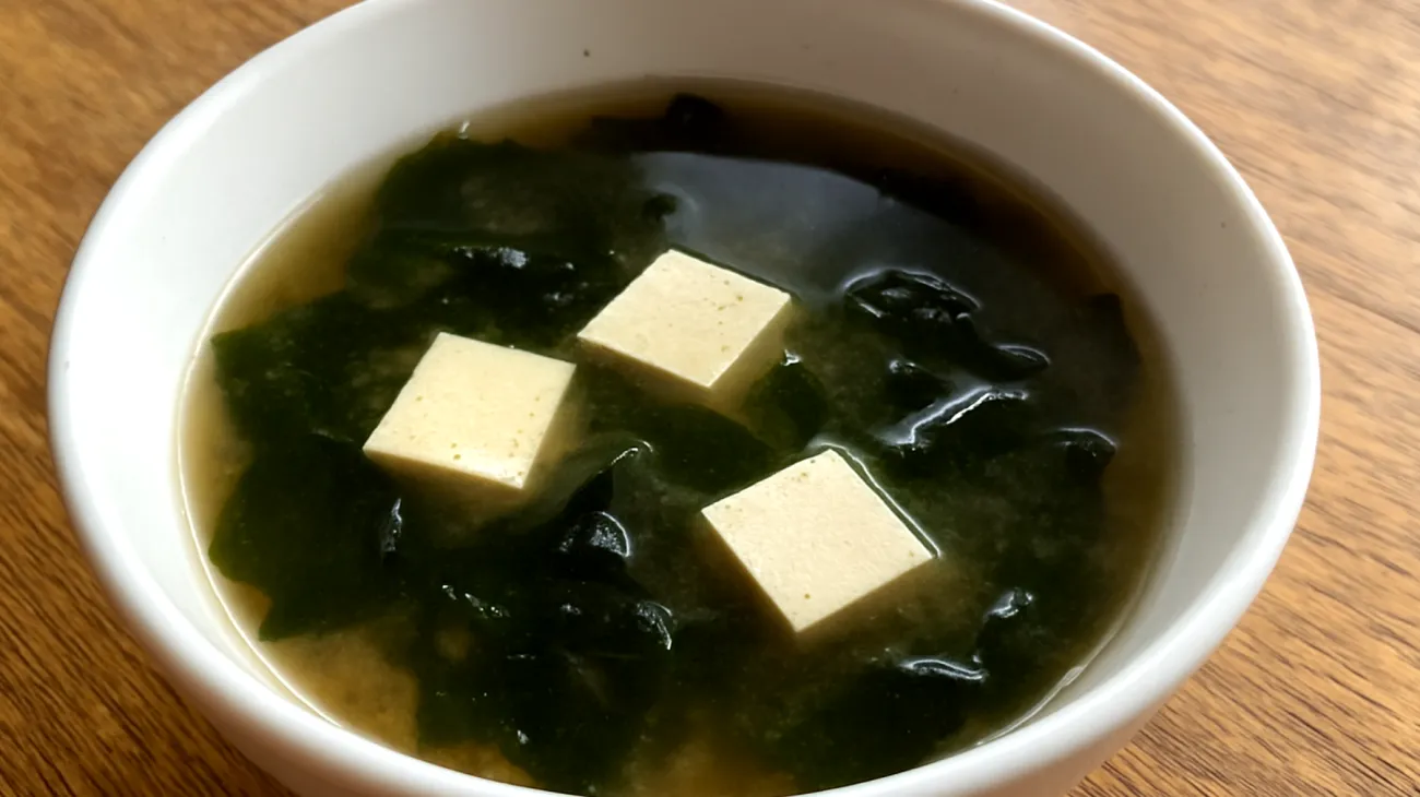 Zuppa di miso con alghe wakame e tofu"